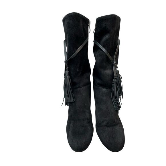 CHELSEA & ZOE Black Mid High Heeled Boots Size 8 - Picture 10 of 16